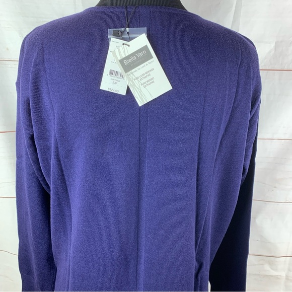 100% pure extra fine merino wool sweater v-neck navy pullover 424 Lord & Taylor - Picture 5 of 17